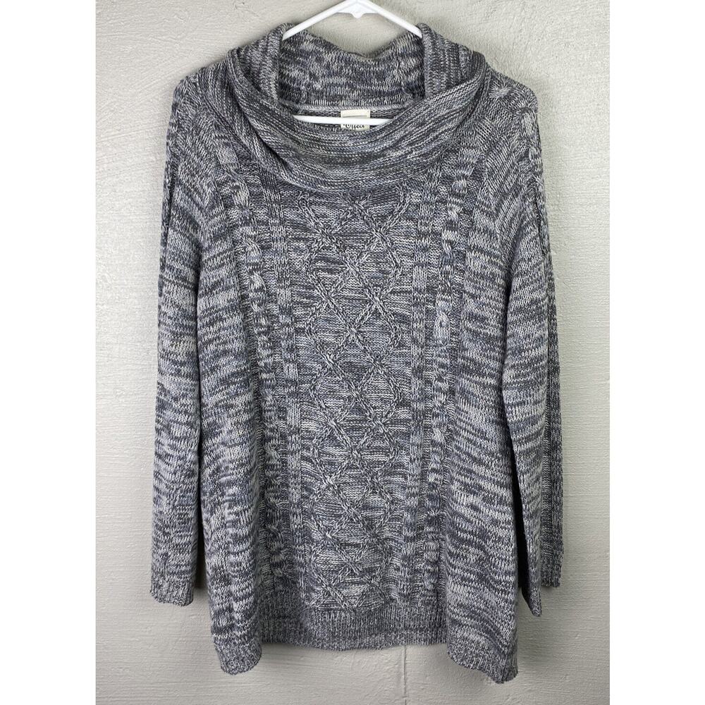Effeci Women’s Gray And White Space Dye Knit Sweater Size XL